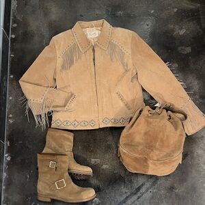 Scully Tan Suede Fringe Jacket. Never worn.